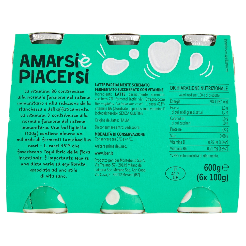 Amarsi è Piacersi Latte Fermentato con Fermento Probiotico 6 x 100 g